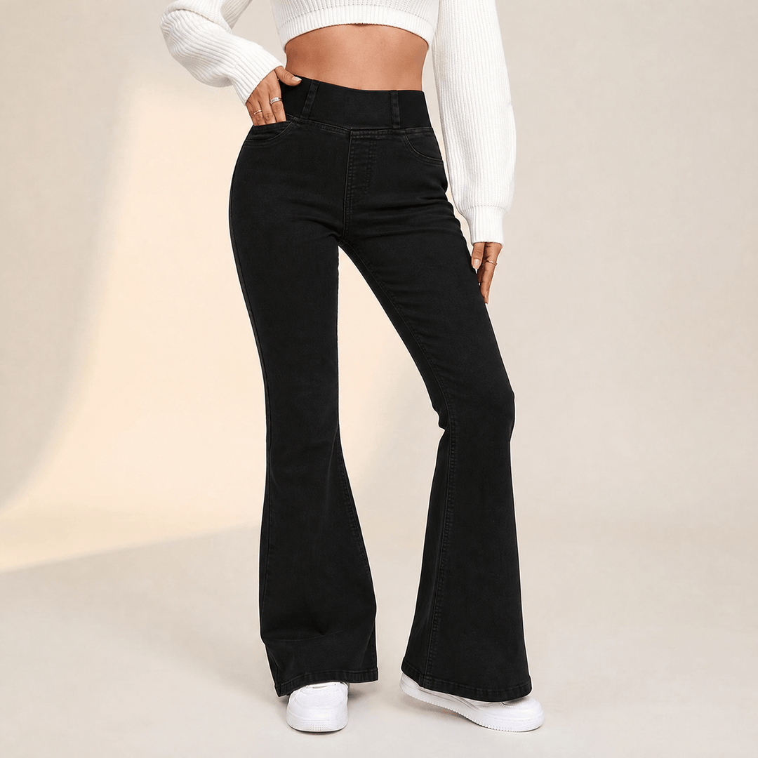 Curvela – Dam jeans med hög midja i rozkloszowanym dołem