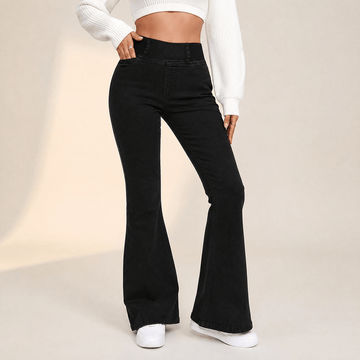 Curvela – Dam jeans med hög midja i rozkloszowanym dołem