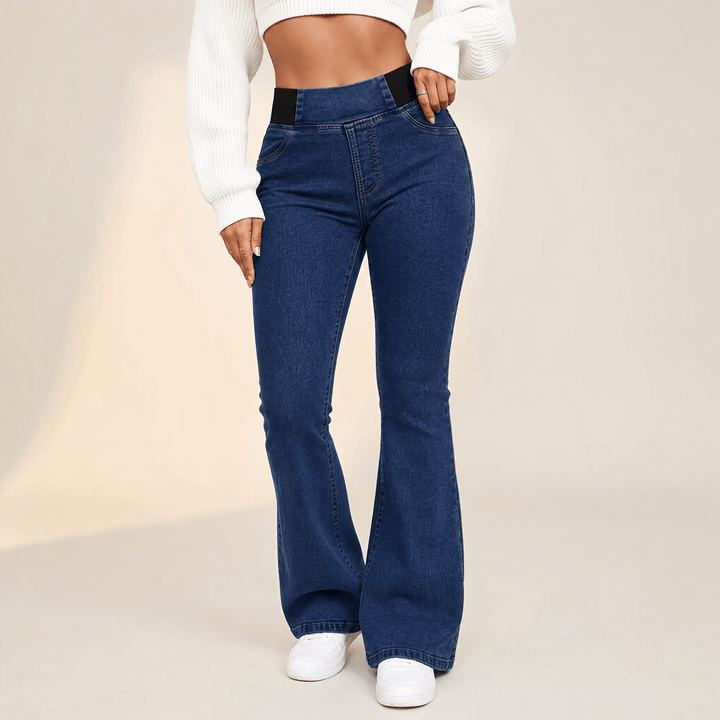 Curvela – Dam jeans med hög midja i rozkloszowanym dołem