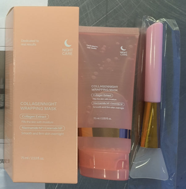 Tub med kollagen nattmask och applikatorpensel