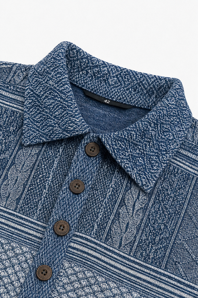 Layerlyn – Blus dzianinowa z denimu w patchworkowym wzorze