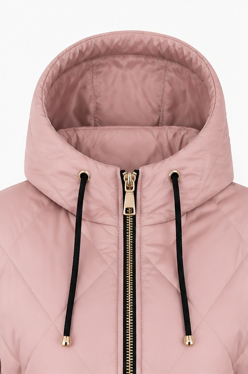 Wearbella – Quiltad kurtka z kapturem i dragkedja framtill