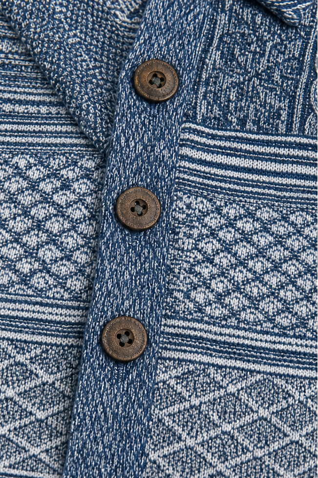Layerlyn – Blus dzianinowa z denimu w patchworkowym wzorze