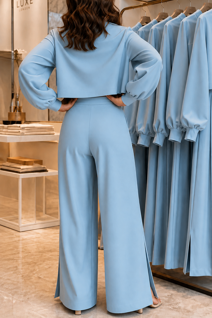 Wearbella – Set bluzki z ärm biskupa i szerokich byxor
