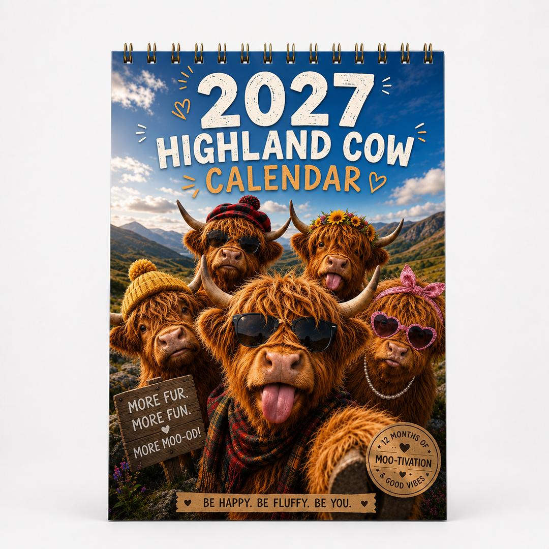 Mootsy – Kalendarz Vägg z Highland Cow på 2027 rok