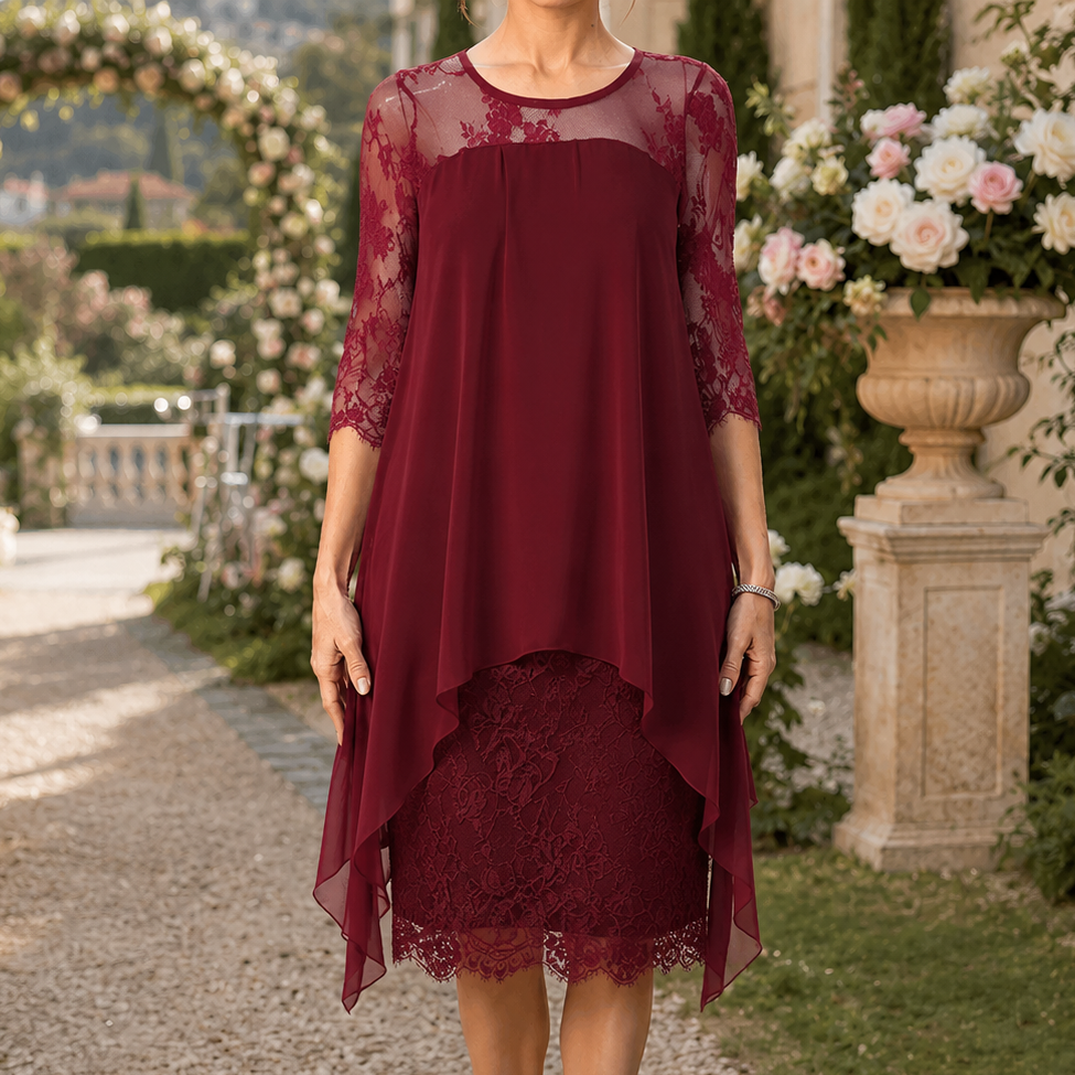 Wearbella – Klänning w stilu koronkowym z asymetrycznym dołem, som verkligen pasuje