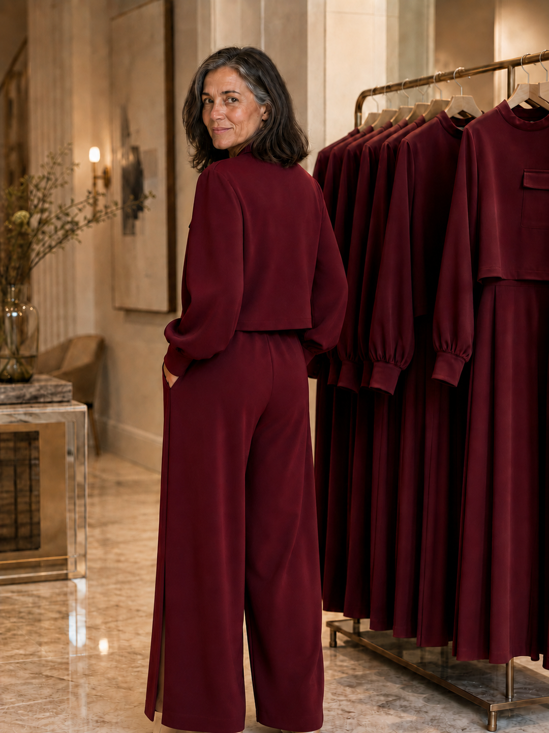 Wearbella – Set bluzki z ärm biskupa i szerokich byxor