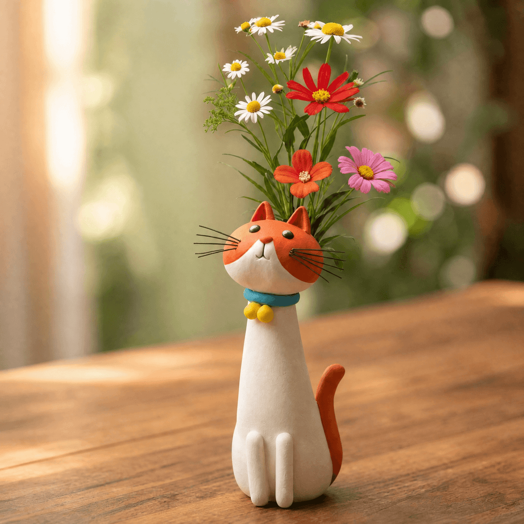 Felina – Handgjord ceramiczny wazon på kwiaty i form av katt