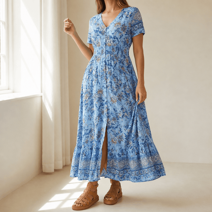 Floressa – Lätt Blommig Klänning Maxi på Varje Okazję