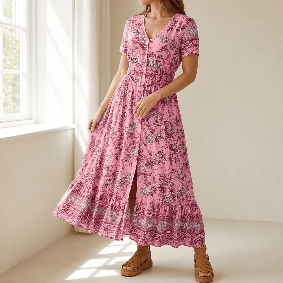 Floressa – Lätt Blommig Klänning Maxi på Varje Okazję