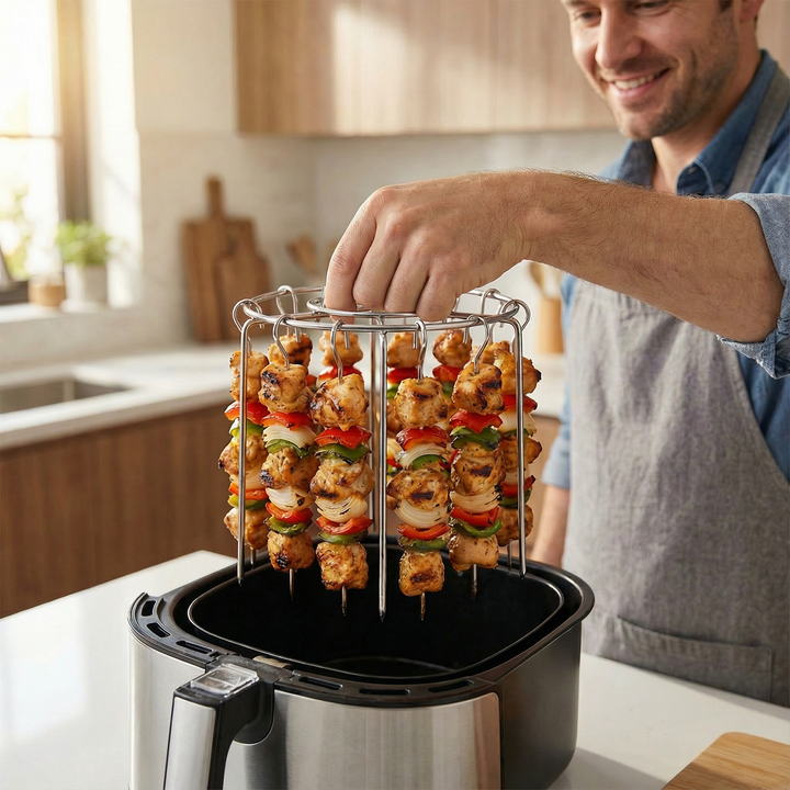 CrispHang Ställ på Kebab för Airfryer Powietrznej z 24 Wiszącymi Spett