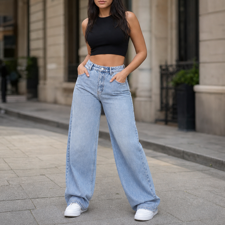 Vela Denim – Jeansy o hög stanie i prostych nogawkach