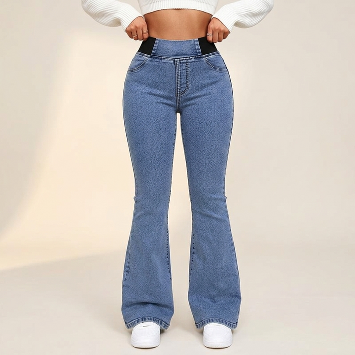 Curvela – Dam jeans med hög midja i rozkloszowanym dołem