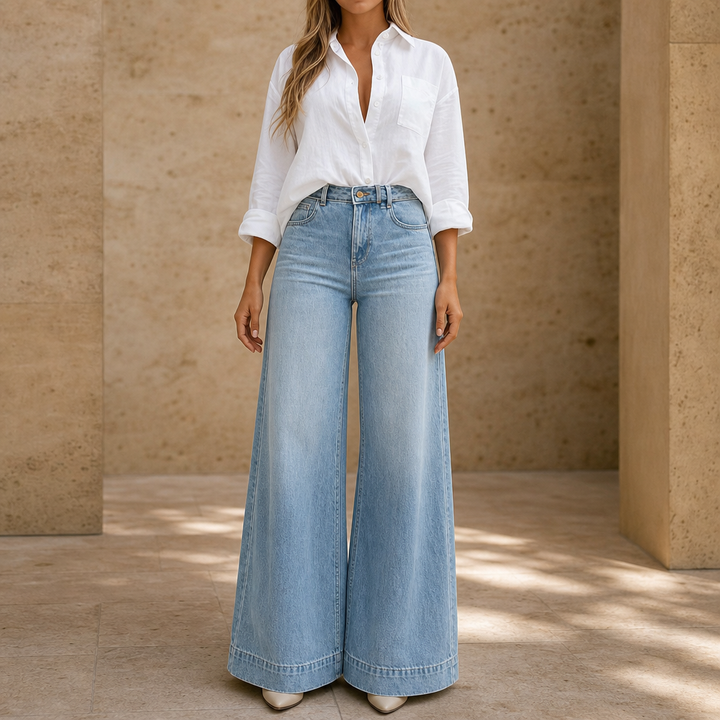 Lenglia – Jeans med hög midja i vida ben w vintage&