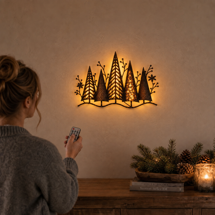 Everglow Forest – Warstwowa Metall Dekoracja Vägg LED på Boże Narodzenie