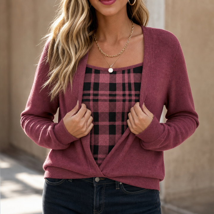 Layerlyn – Dzianinowy top w kratę