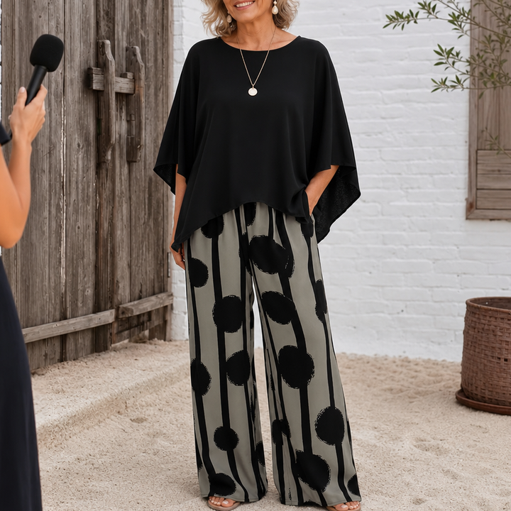 Lunetta – Asymetryczny Poncho Top i Breda Byxor