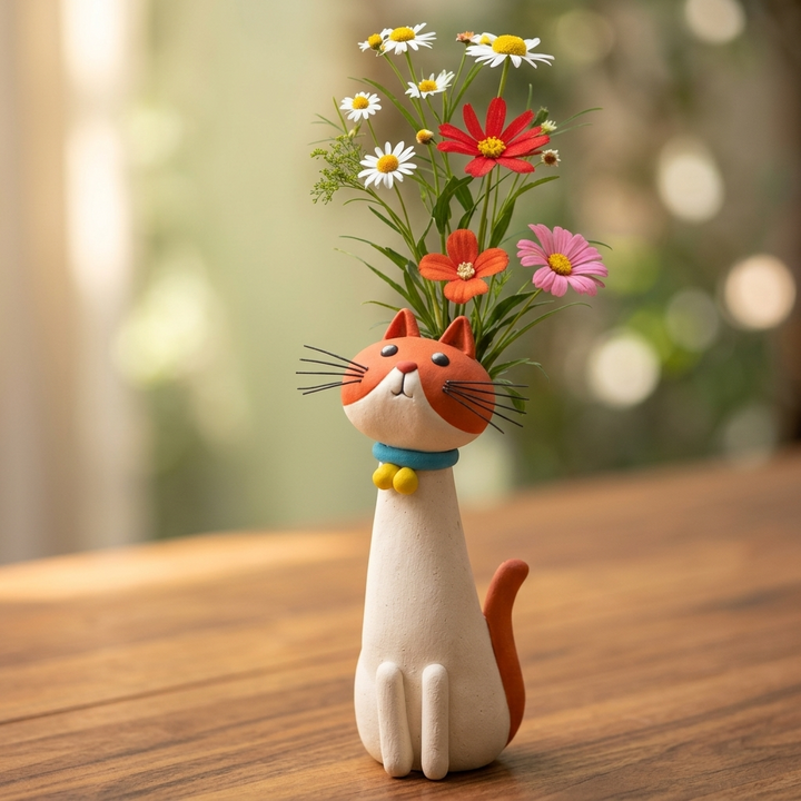 Felina – Handgjord ceramiczny wazon på kwiaty i form av katt
