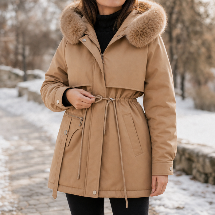 Veluxe – Quiltad parka z futrzanym finish w midja