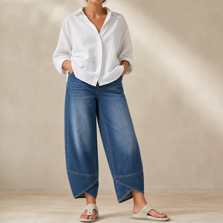 Verlace – Asymetryczne jeans z vida ben i finish på krokach