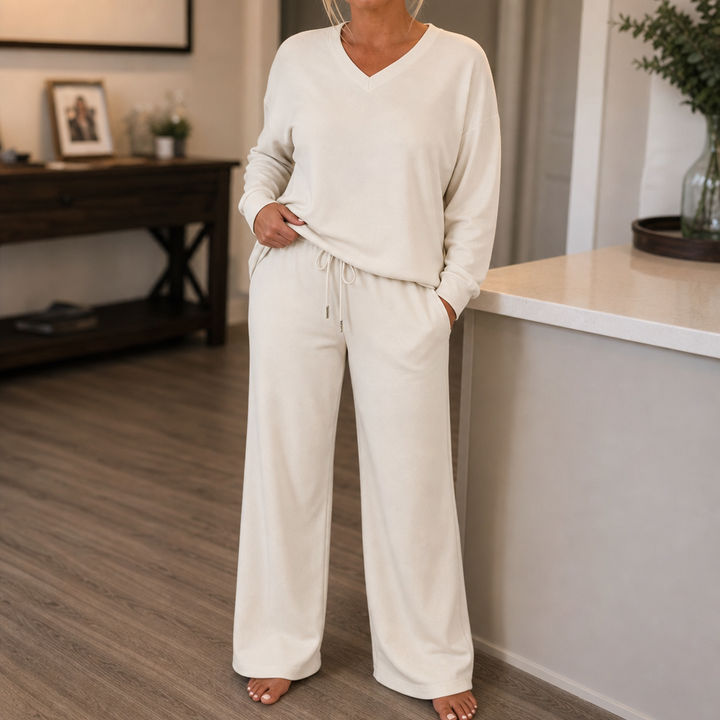 Draperie – Set dresowy z dzianiny z pionowymi szwami
