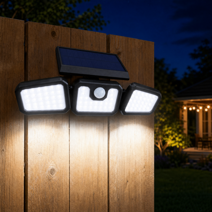 Northwall – Solarna lampa vägg z 3 głowicami i czujnikiem ruchu