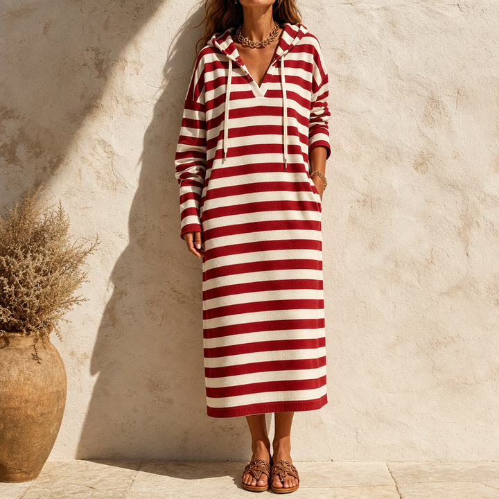 Wearbella – Pasiasta Klänning Maxi z Kapturem