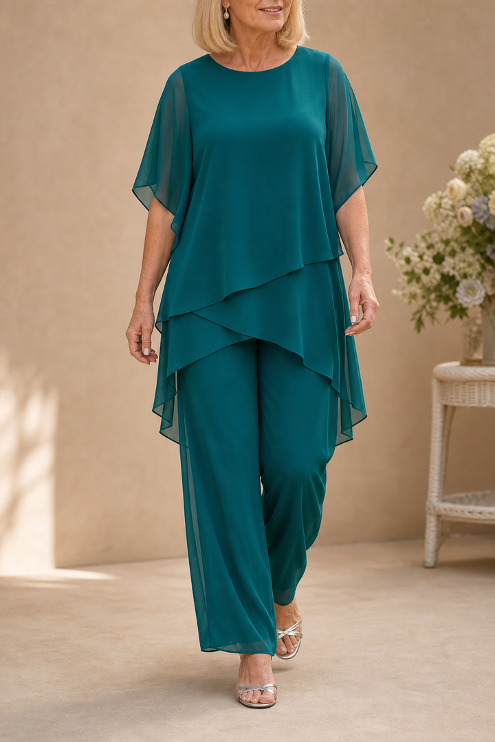 Wearbella – Set drapowanej asymetrycznej bluzki i byxor z vida ben