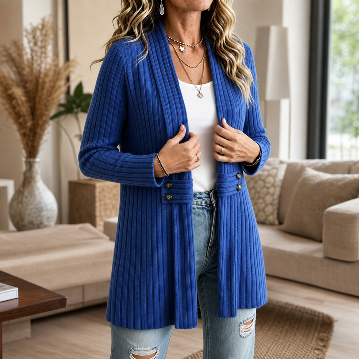 Wearbella – Kofta z prążkowanej dzianiny z otwartym przodem