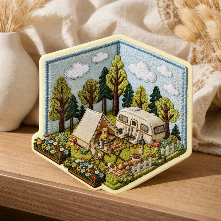 Stitchframe – Set Dioramy Kempingowej z Fałszywym Broderi