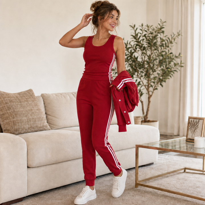 Wearbella – Set 3-częściowy: Kort kurtka, top i byxor dresowe