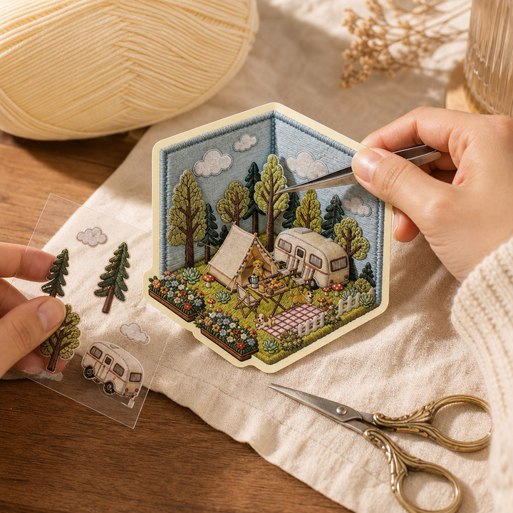 Stitchframe – Set Dioramy Kempingowej z Fałszywym Broderi