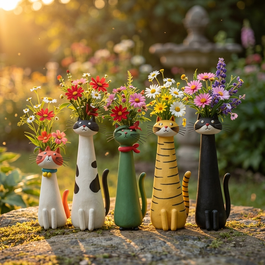 Felina – Handgjord ceramiczny wazon på kwiaty i form av katt