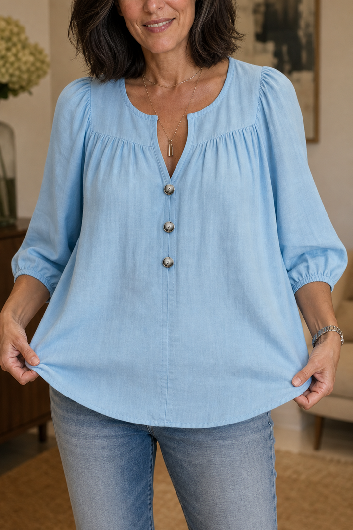 Wearbella – Blus z marszczonym urringning w v-ringning i bufkami