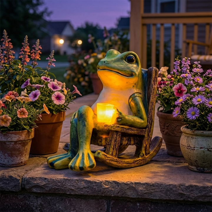 Glowfrog - świecąca żaba ogrodowa w bujanym fotelu