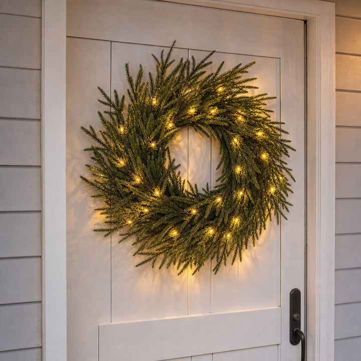 Glowpine – Wianek z Norfolk Pine z oświetleniem