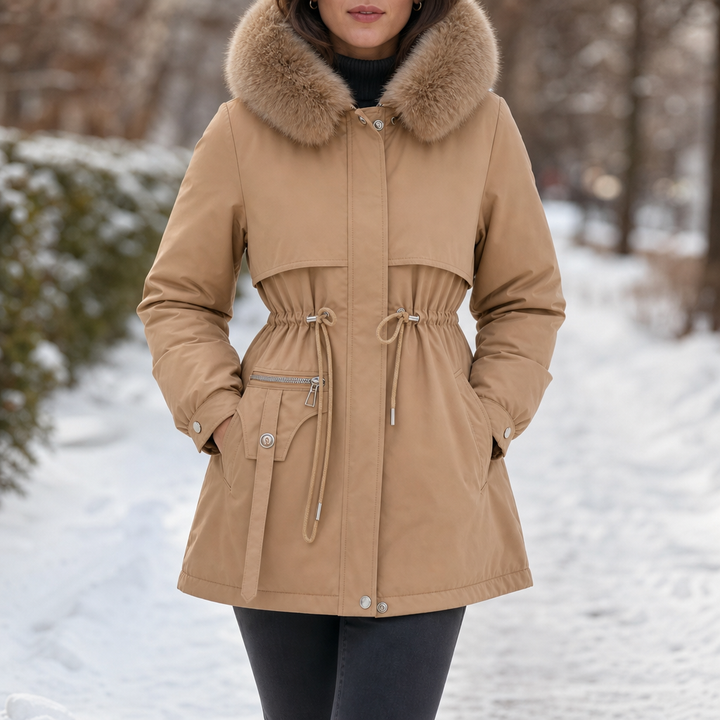 Veluxe – Quiltad parka z futrzanym finish w midja