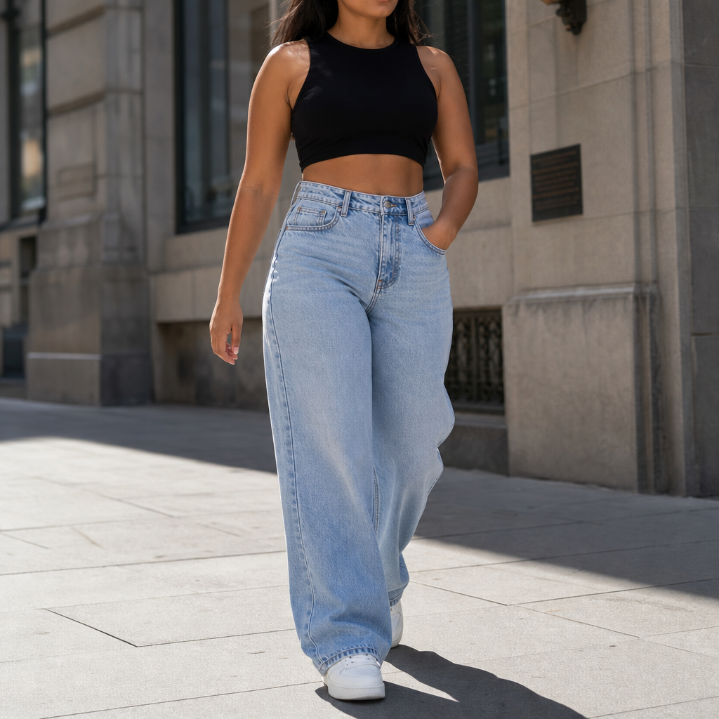 Vela Denim – Jeansy o hög stanie i prostych nogawkach