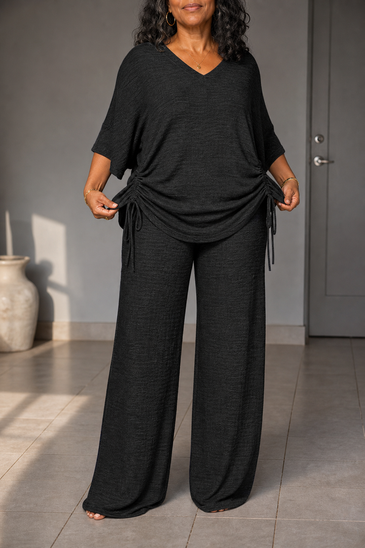 Wearbella – Set bluzki z urringning w v-ringning i byxor szerokich