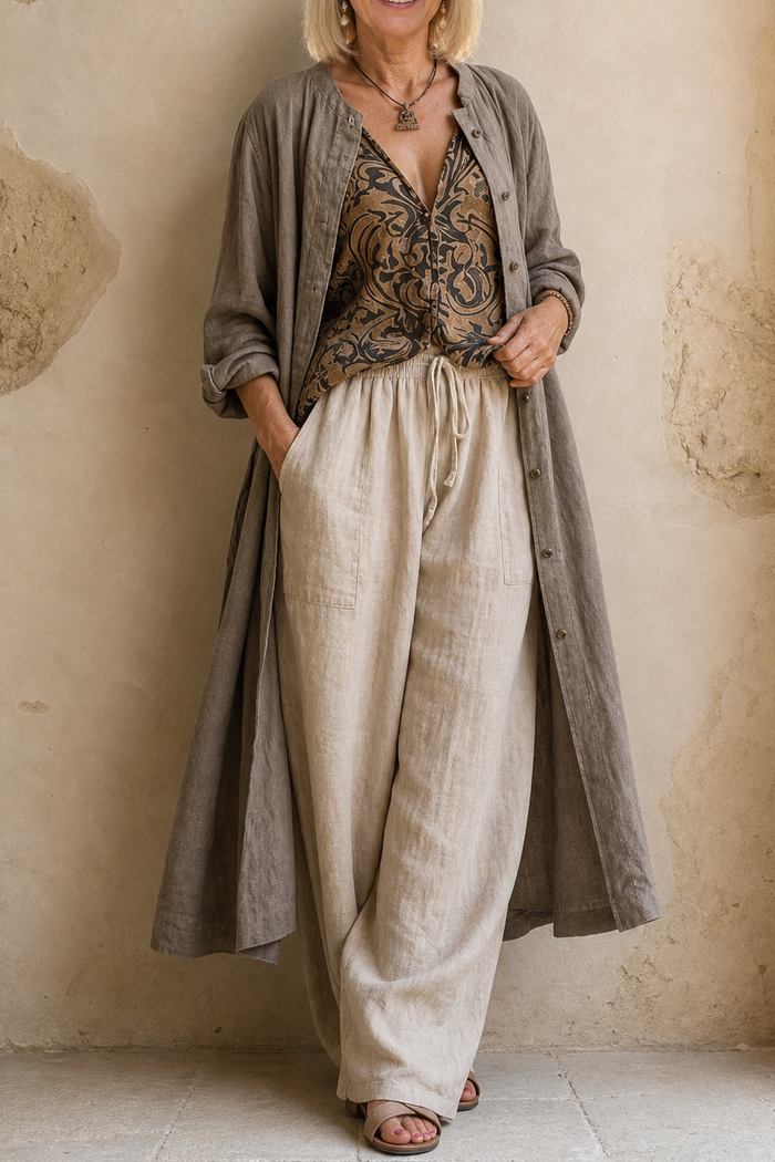 Wearbella – Trzyczęściowy set w etniczny mönster przypominający len