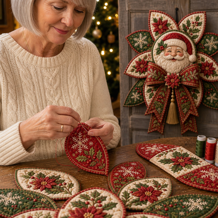 Set för szycia Stitchmas Bow – Zrób det sam Set för szycia ozdoby Mikołaja