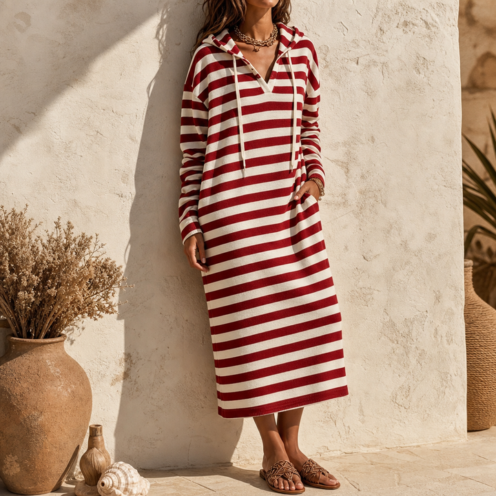 Wearbella – Pasiasta Klänning Maxi z Kapturem