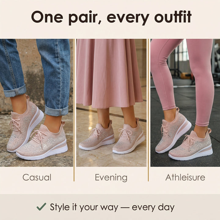 Stellara – Dam sneakers på koturnie z kryształkami