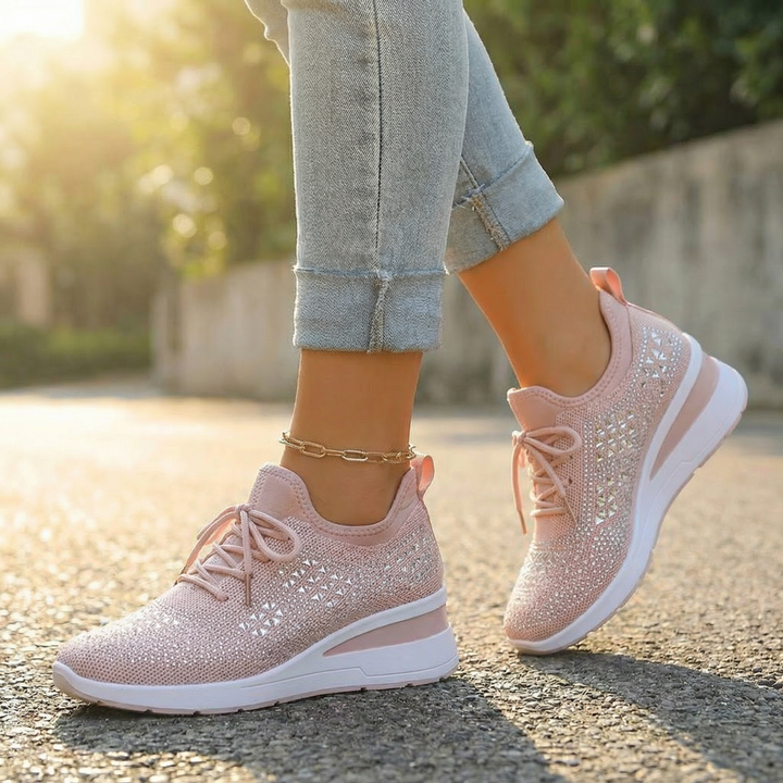 Stellara – Dam sneakers på koturnie z kryształkami