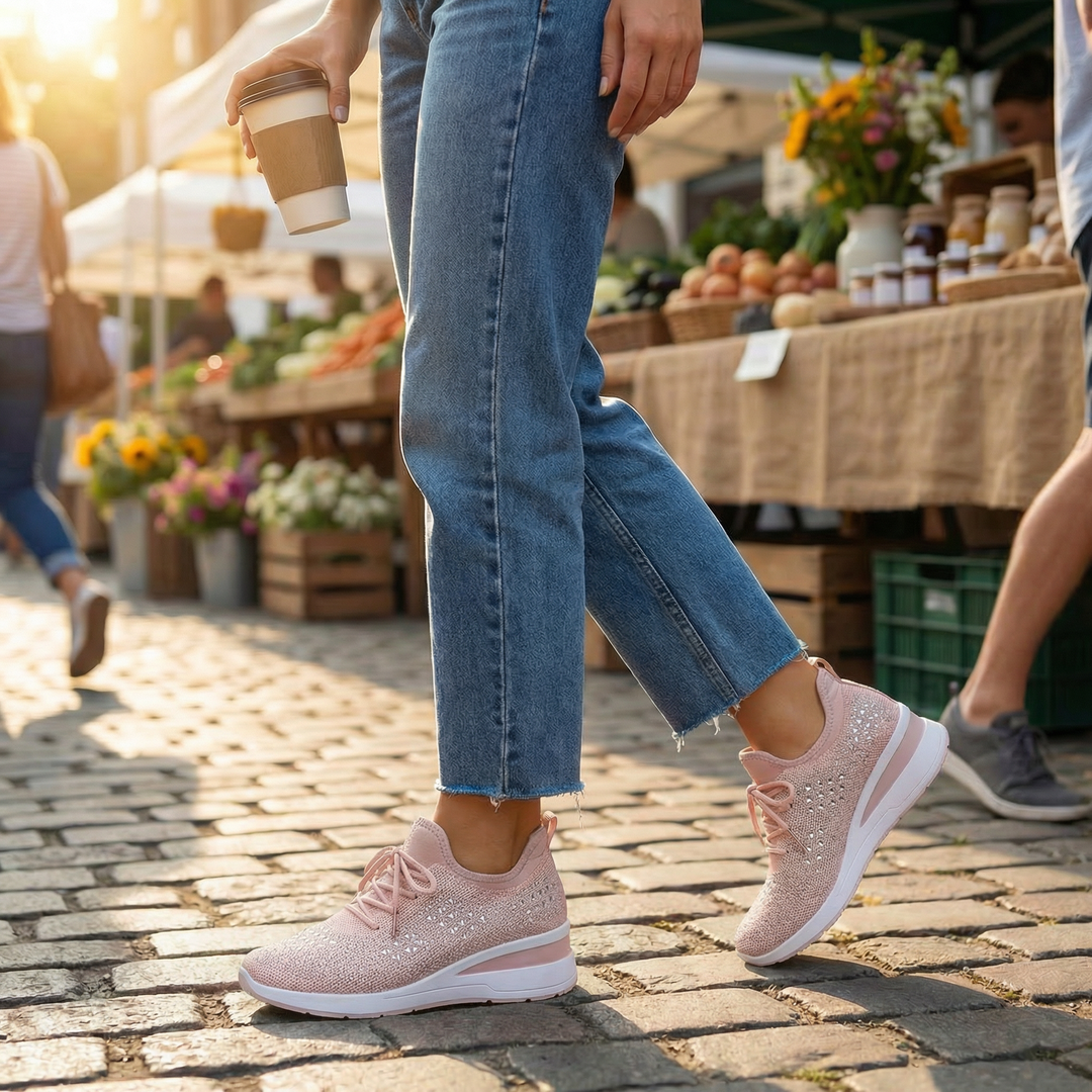 Stellara – Dam sneakers på koturnie z kryształkami