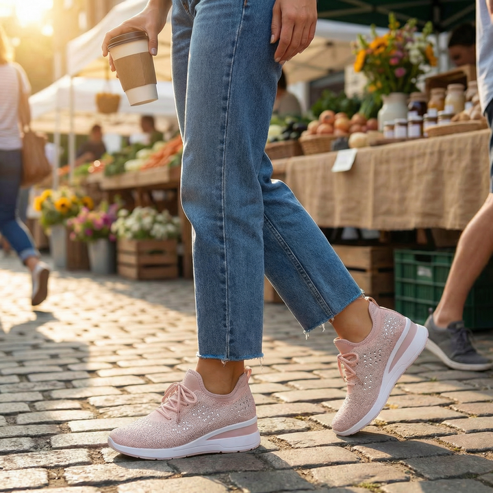 Stellara – Dam sneakers på koturnie z kryształkami