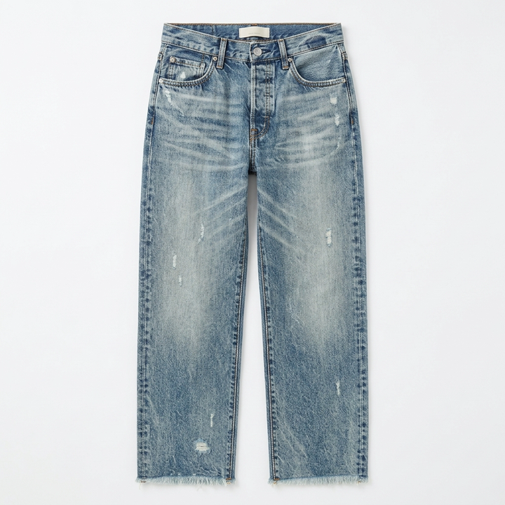 Vivara – Dam jeans retro z frędzlami, korta, proste ben