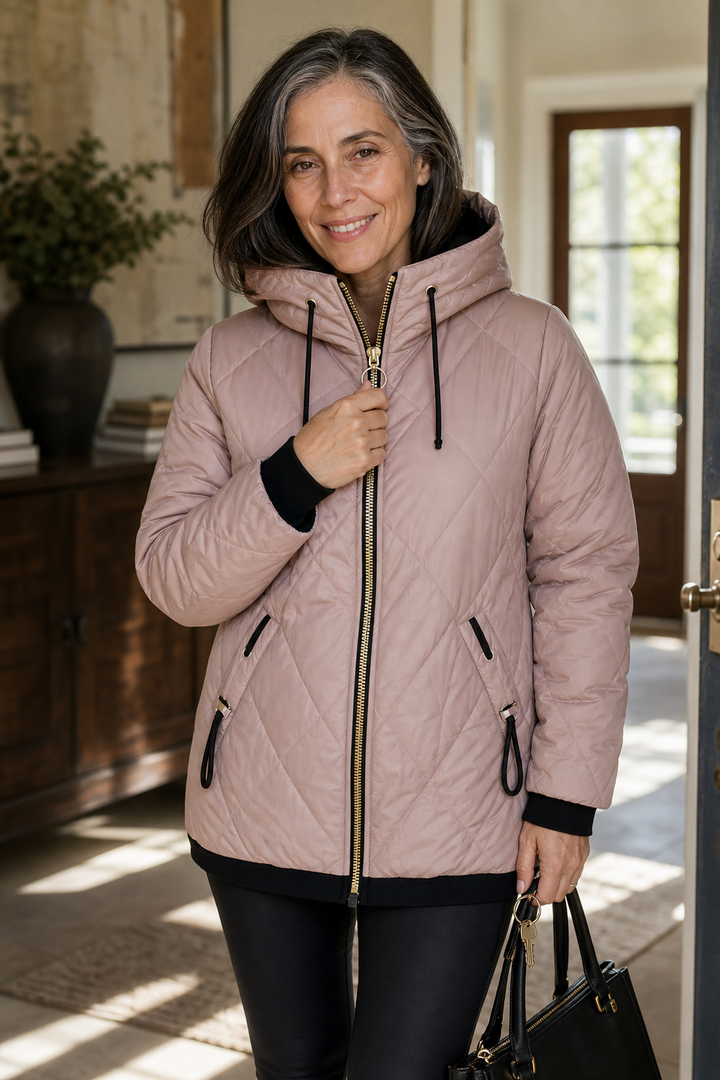 Wearbella – Quiltad kurtka z kapturem i dragkedja framtill