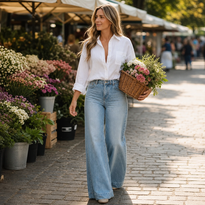Lenglia – Jeans med hög midja i vida ben w vintage&