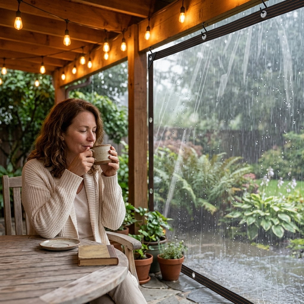 Clearvana – Transparent, wytrzyLiten tarp på patio